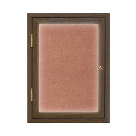 United Visual Products Single Door Enclosed Radius EZ Tack Board, 36"x36", Header, Gold/Marble UV7012EZ-MARBLE-GOLD